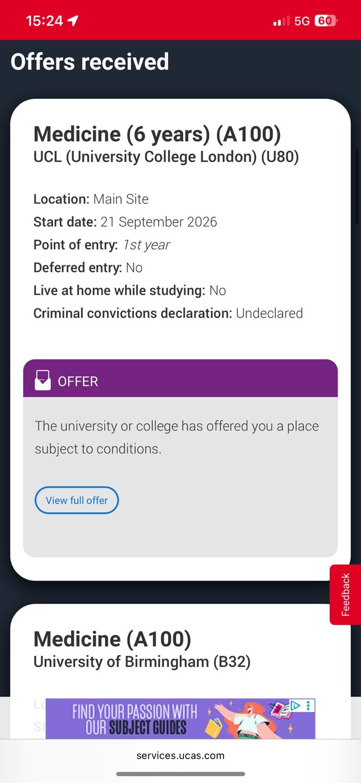 UCL Medicine offer