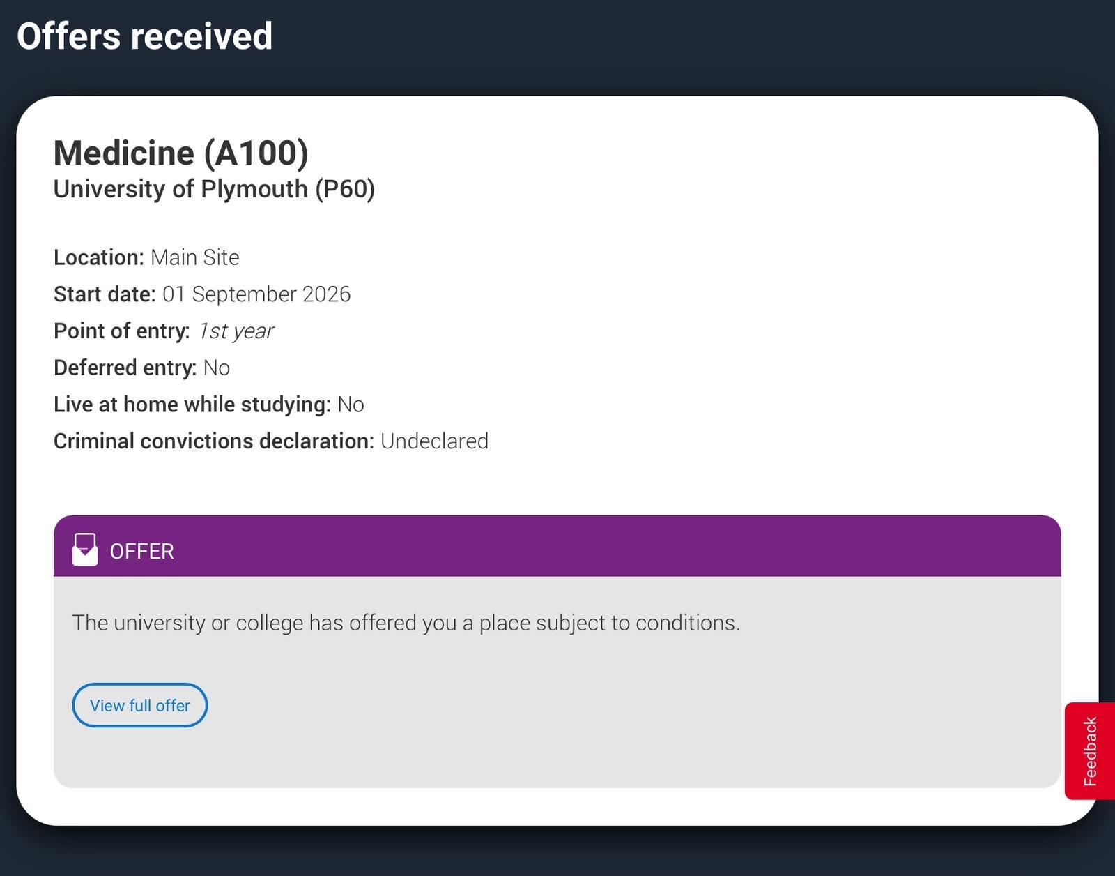 Medicine (A100) offer from University of Plymouth