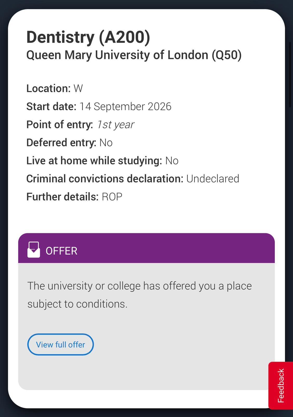 Dentistry (A200) offer from Queen Mary University of London