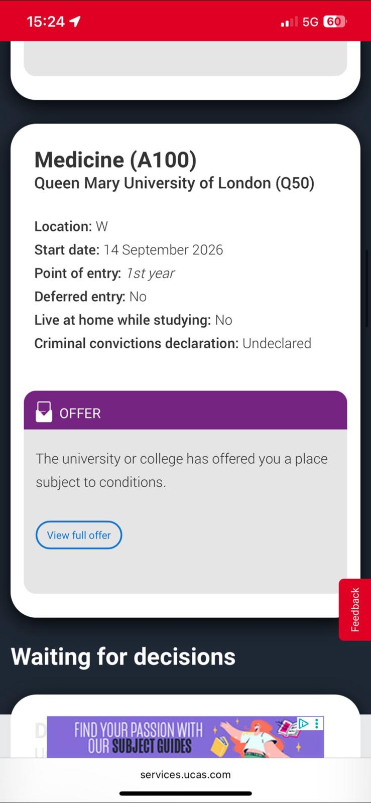 Medicine (A100) offer from Queen Mary University of London