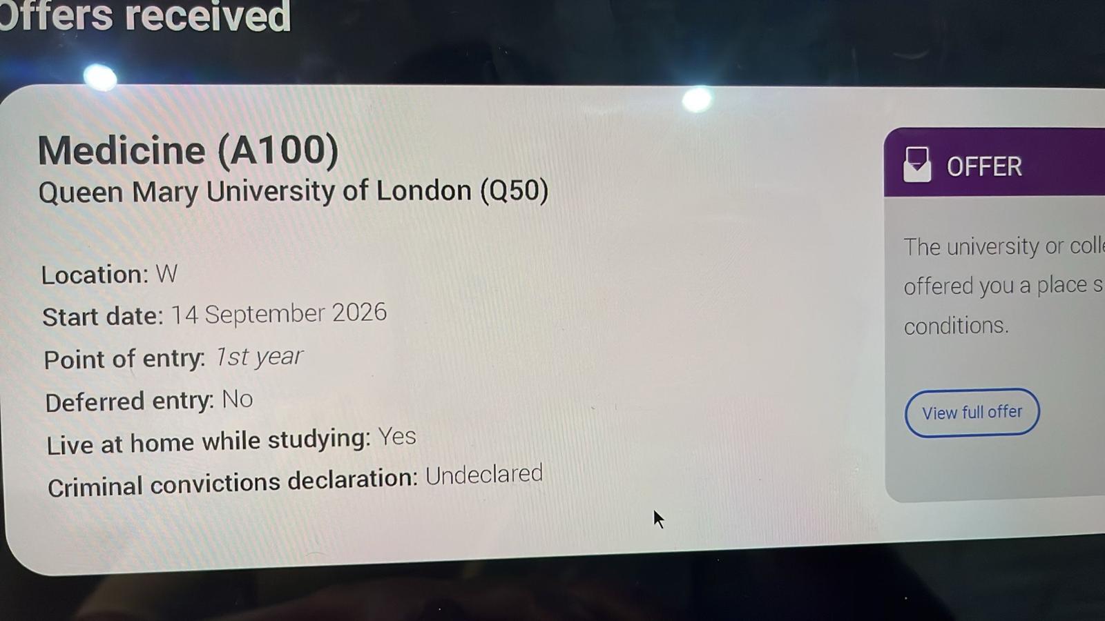 Medicine (A100) offer from Queen Mary University of London